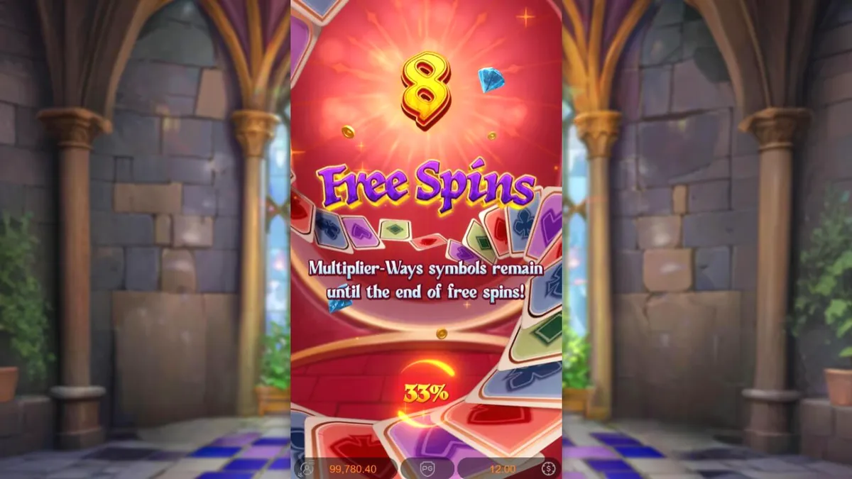 Poker Kingdom Win slot game interface featuring medieval poker theme