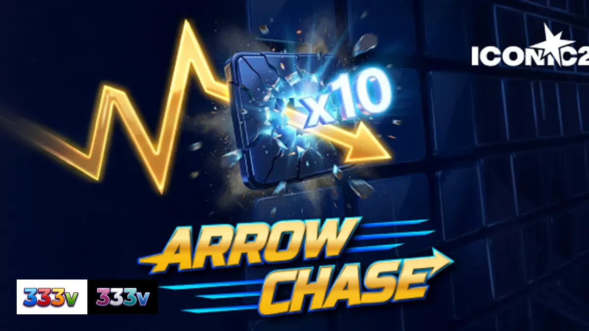 Tampilan visual dinamis dari permainan Arrow Chase dengan kisi-kisi pengali