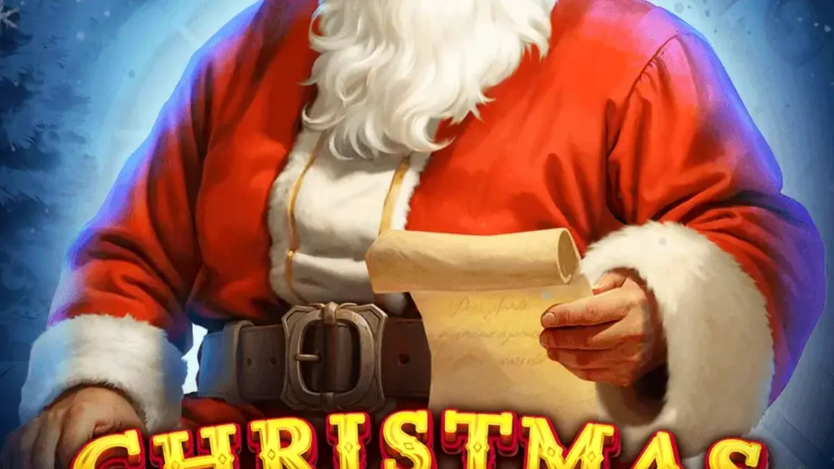 Tampilan visual slot Christmas Workshop dengan tema bengkel Santa yang meriah